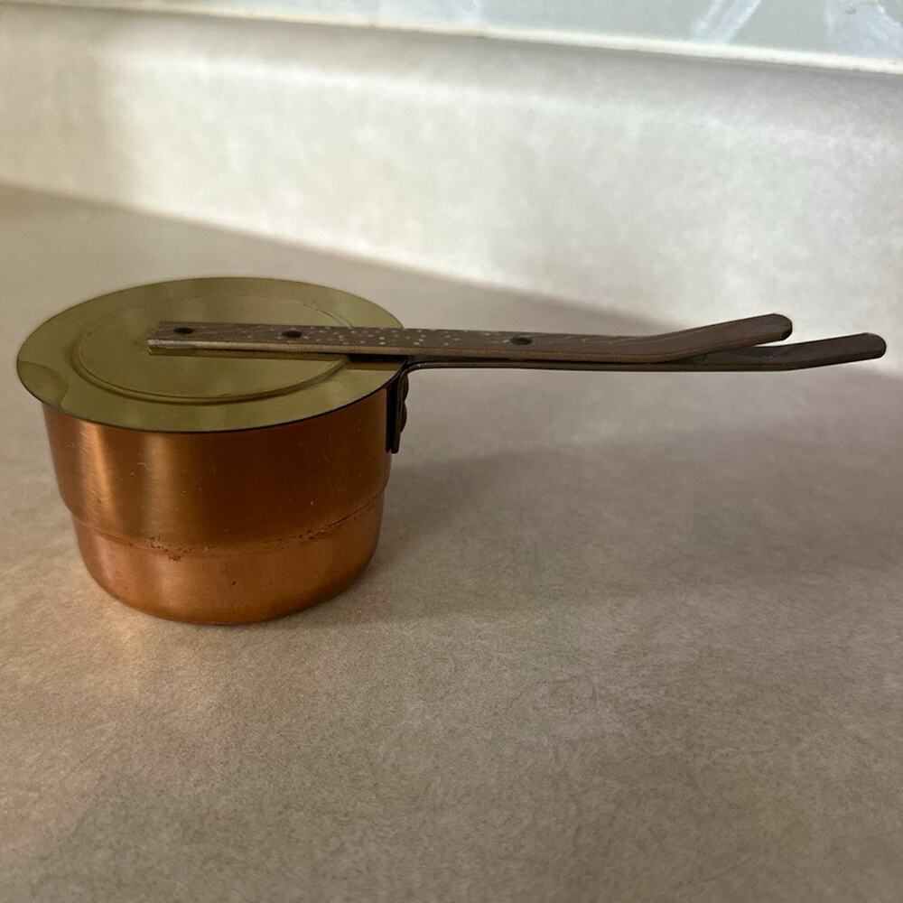 Copper Round Saucepan with Lid Long Handle 2-Piece Set for Gas/Electric